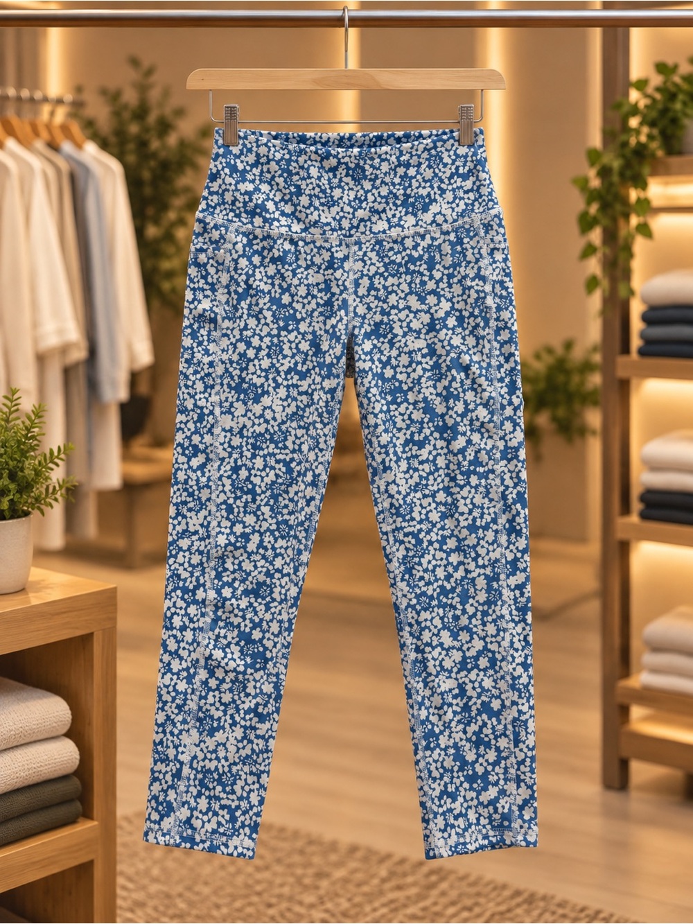 RBX Blue and White Floral Girls' Leggings